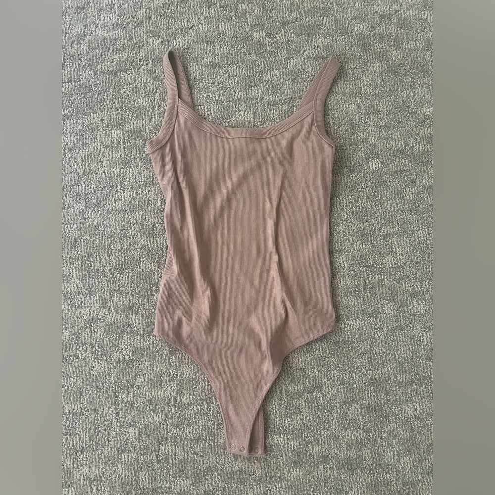 Abercrombie & Fitch Soft Ribbed Bodysuit in Light Brown